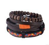 Men’s Leather Multilayer Beaded Bracelet – Vintage Punk Fashion Jewelry